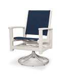 Satin White / White / Navy Blue Sling Swivel Rocker J67105