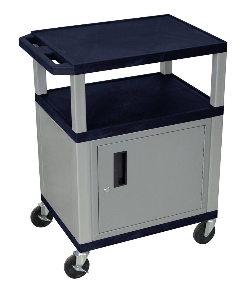 34 A V Cart with 3 Shelf Cabinet Electric Nickel O997