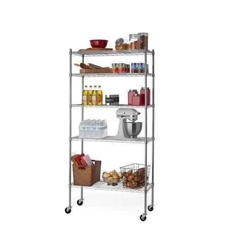 Silver 5 Tier Wire Shelving Rack with Casters L42902