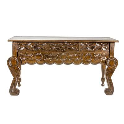 Floral Wood Console Table J282