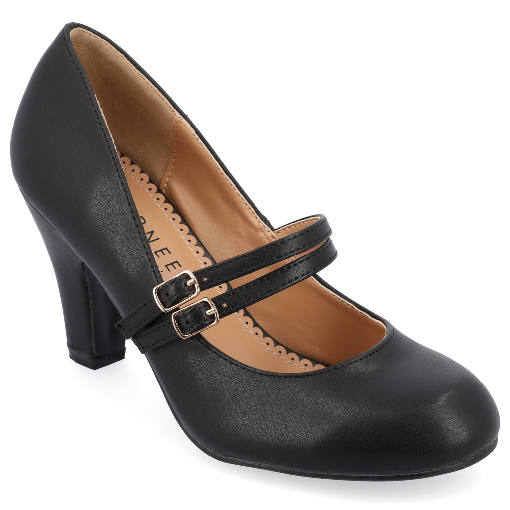 Wide Width Round Toe Block Heel Mary Jane Pumps S63664