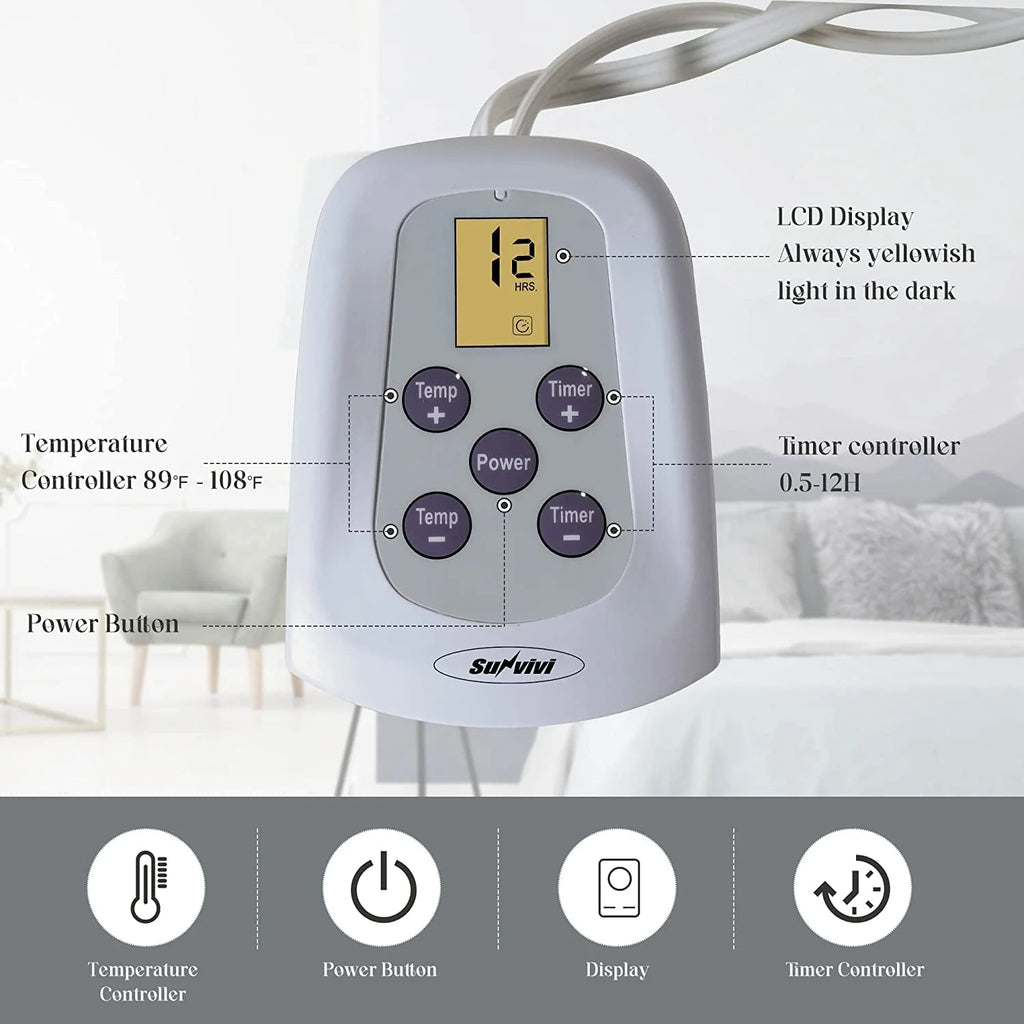 Heated Electric King Size Velvet Blanket with Dual Control D108