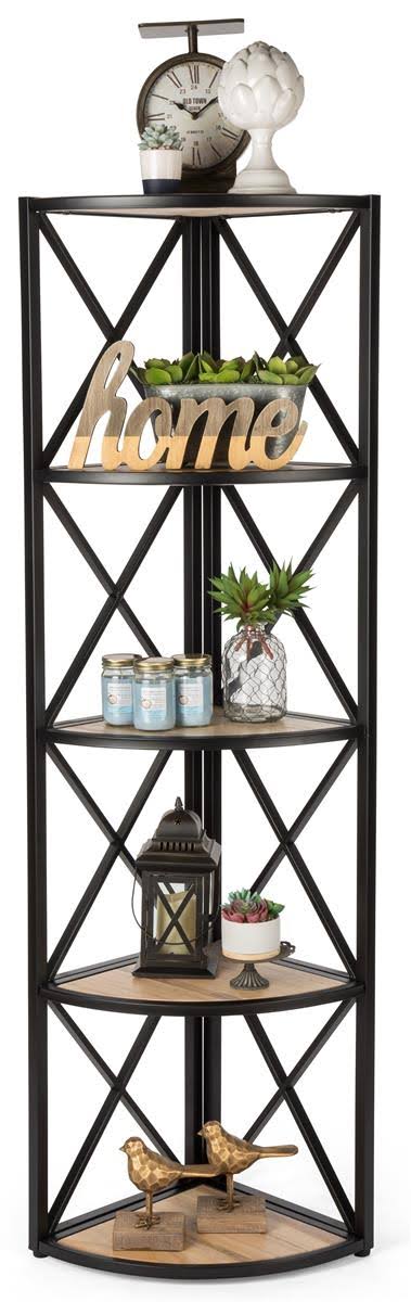 Corner Shelving Unit with 5 Solid Wood Tiers A7233