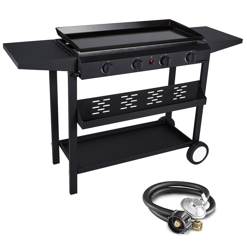 4-Burner Propane Gas Grill Cooking Station with Side Shelves U75908