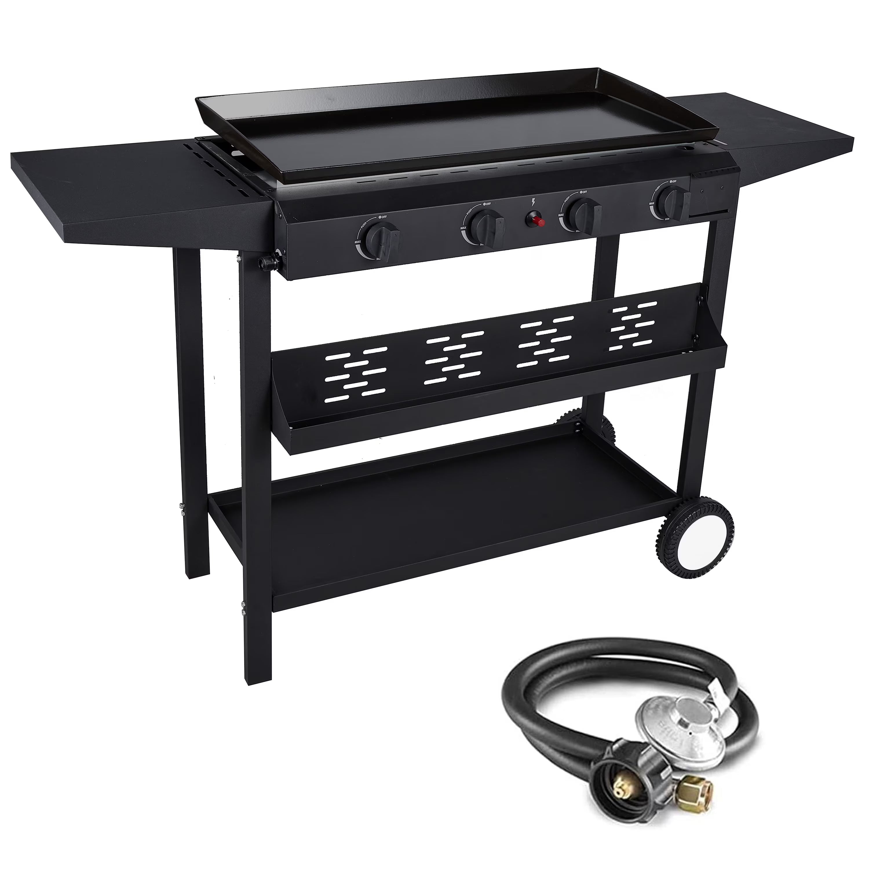 4-Burner Propane Gas Grill Cooking Station with Side Shelves U75908