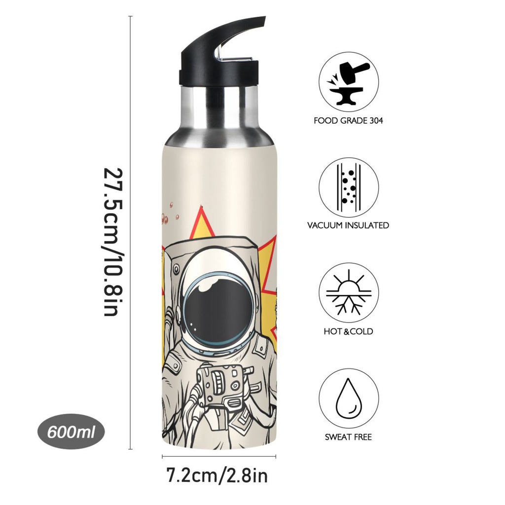 Stainless Steel Insulated Vacuum Flask Water Bottle with Straw Lid W773