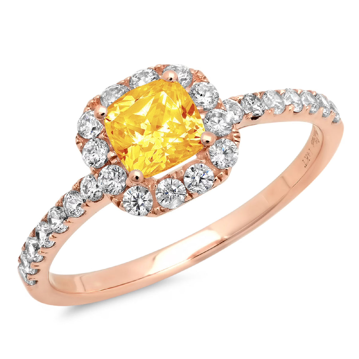 18k Rose Gold Citrine Halo Ring T12907