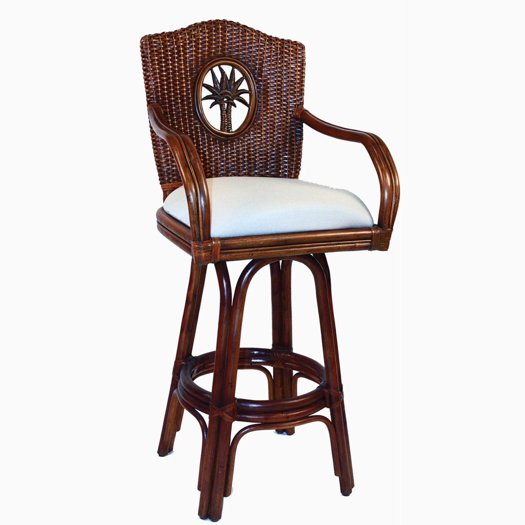 Rattan Barstool in Antique Finish Q59938