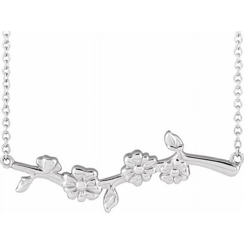 Sterling Silver Floral-Inspired Bar Necklace B788011