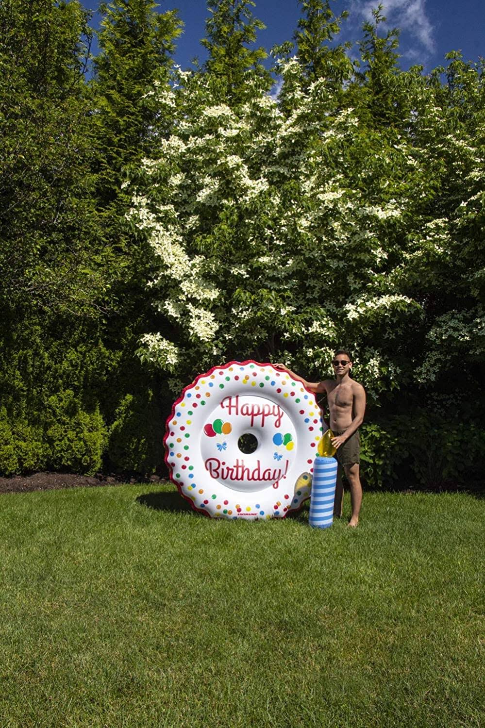 Inflatable Pool Island with LED Birthday Cake I8398