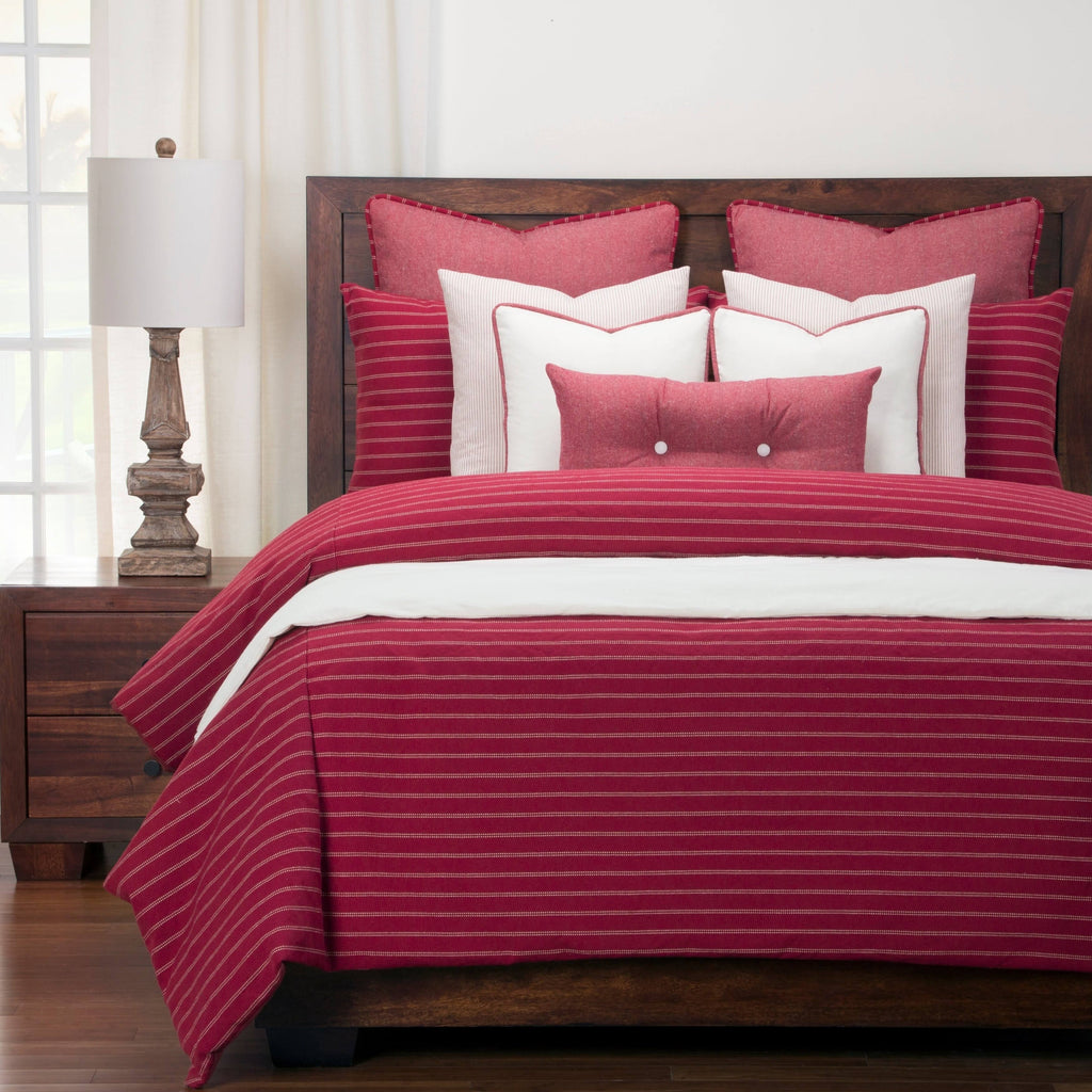 Ticked Stripe Duvet and Shams Set Blue California King L3093