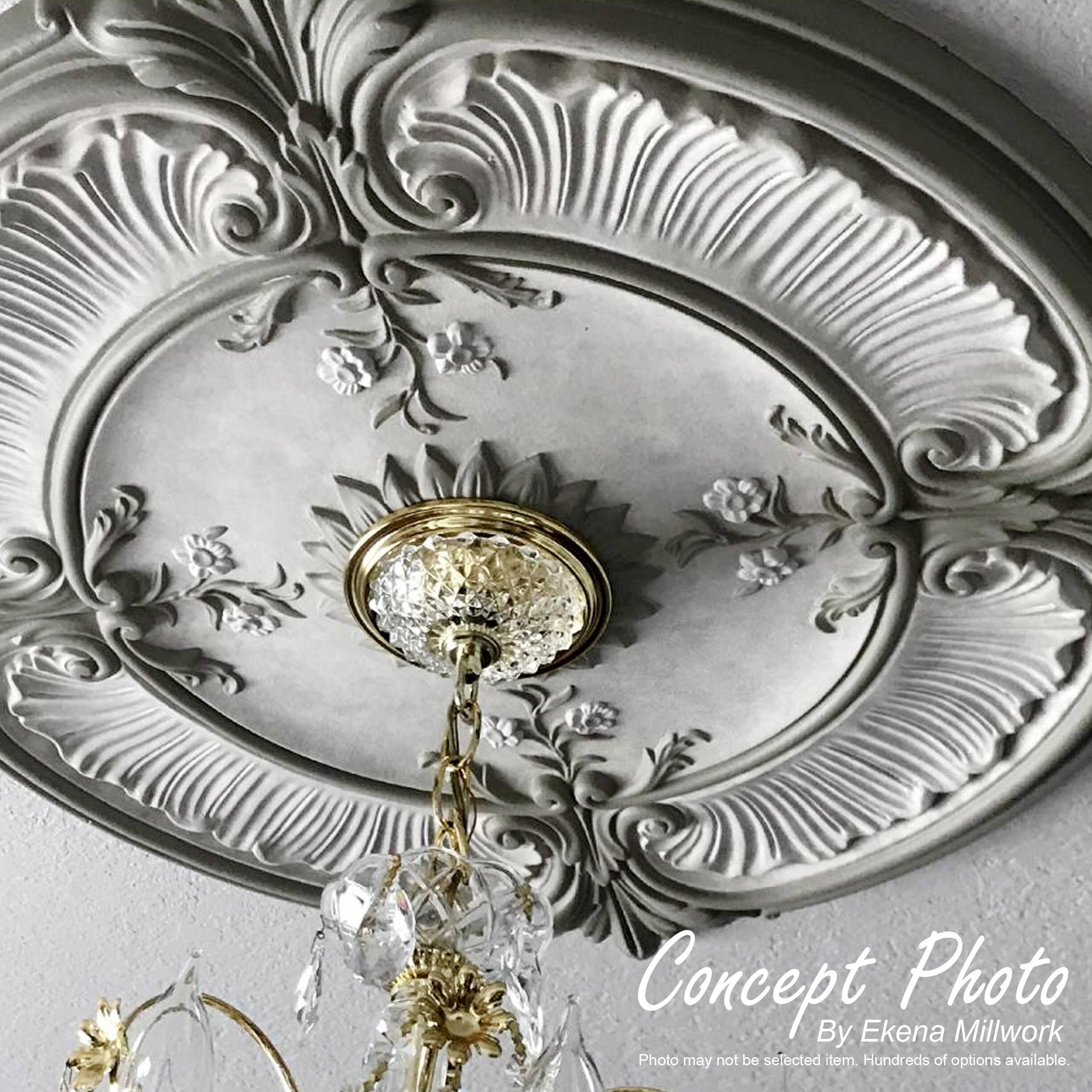 Hand-Painted Pot of Cream Crackle Ceiling Medallion D243654
