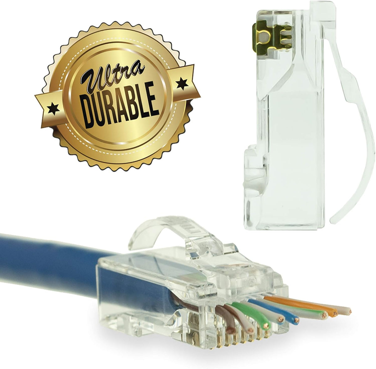 Snagless RJ45 Cat6 STP Connectors EZ Pass Through Ends, 100 Pack K93799
