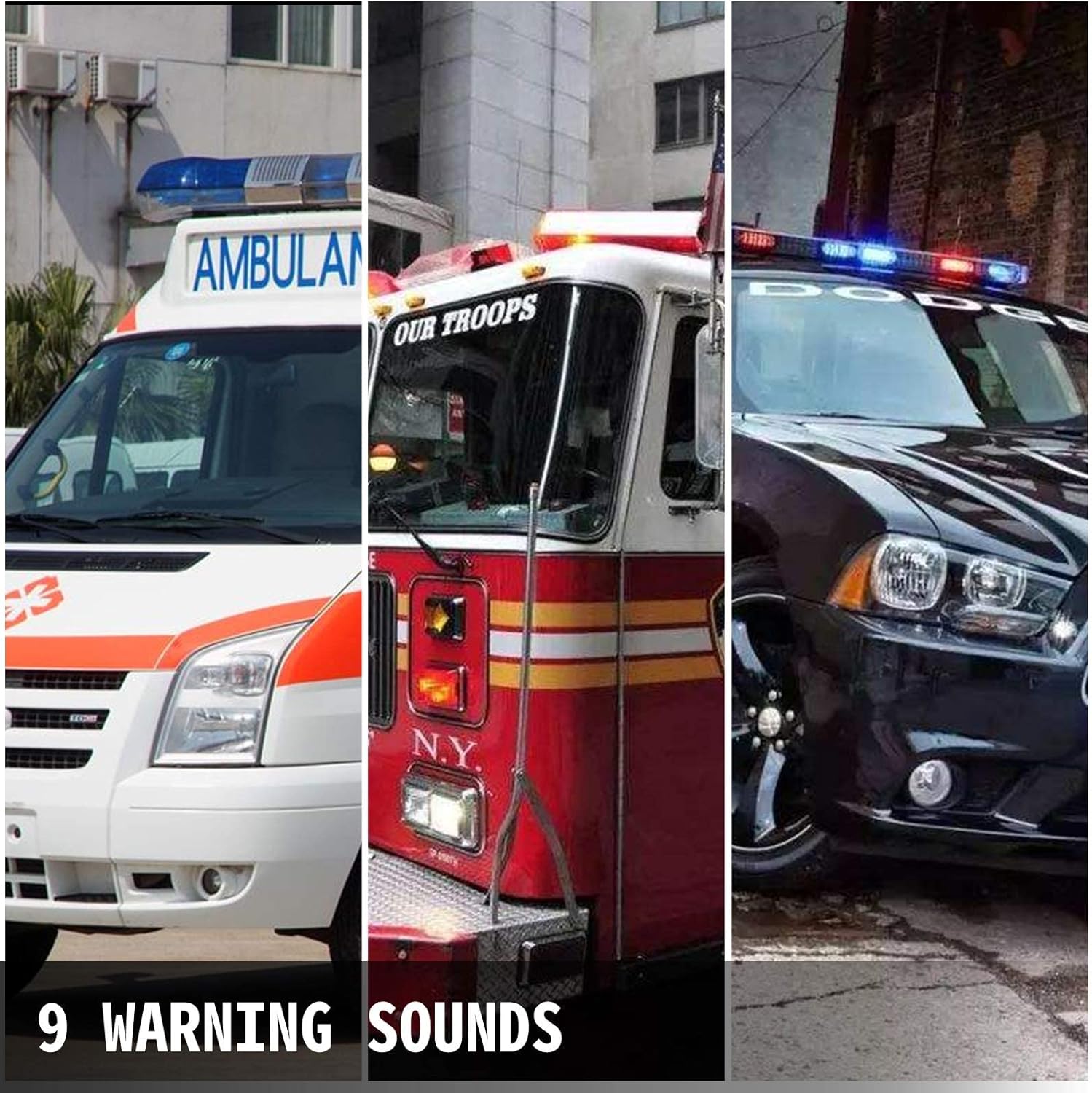 200W 9-Tone Car Warning Alarm Emergency Electronic PA System Pack of 2 D391