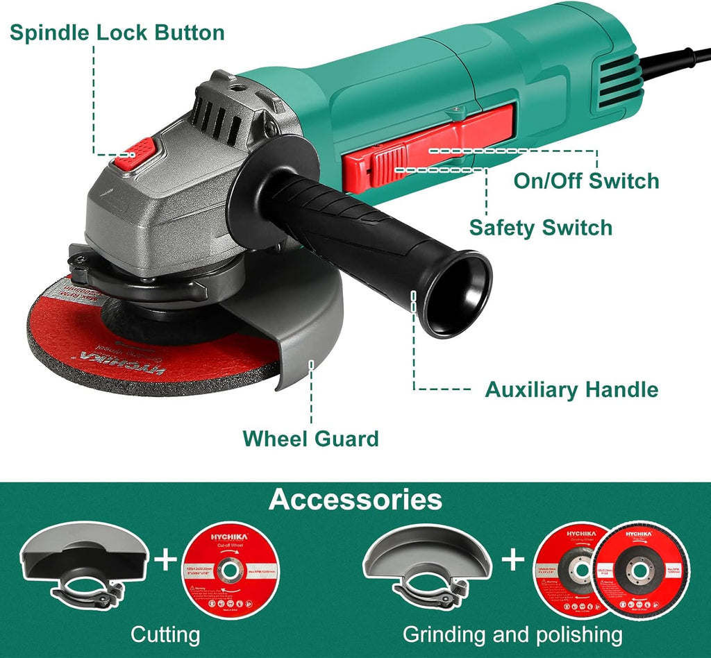 4-1/2inch 7.5A Angle Grinder with 2 Wheel Guard, 5 Wheel Disc, Pack of 2 A255