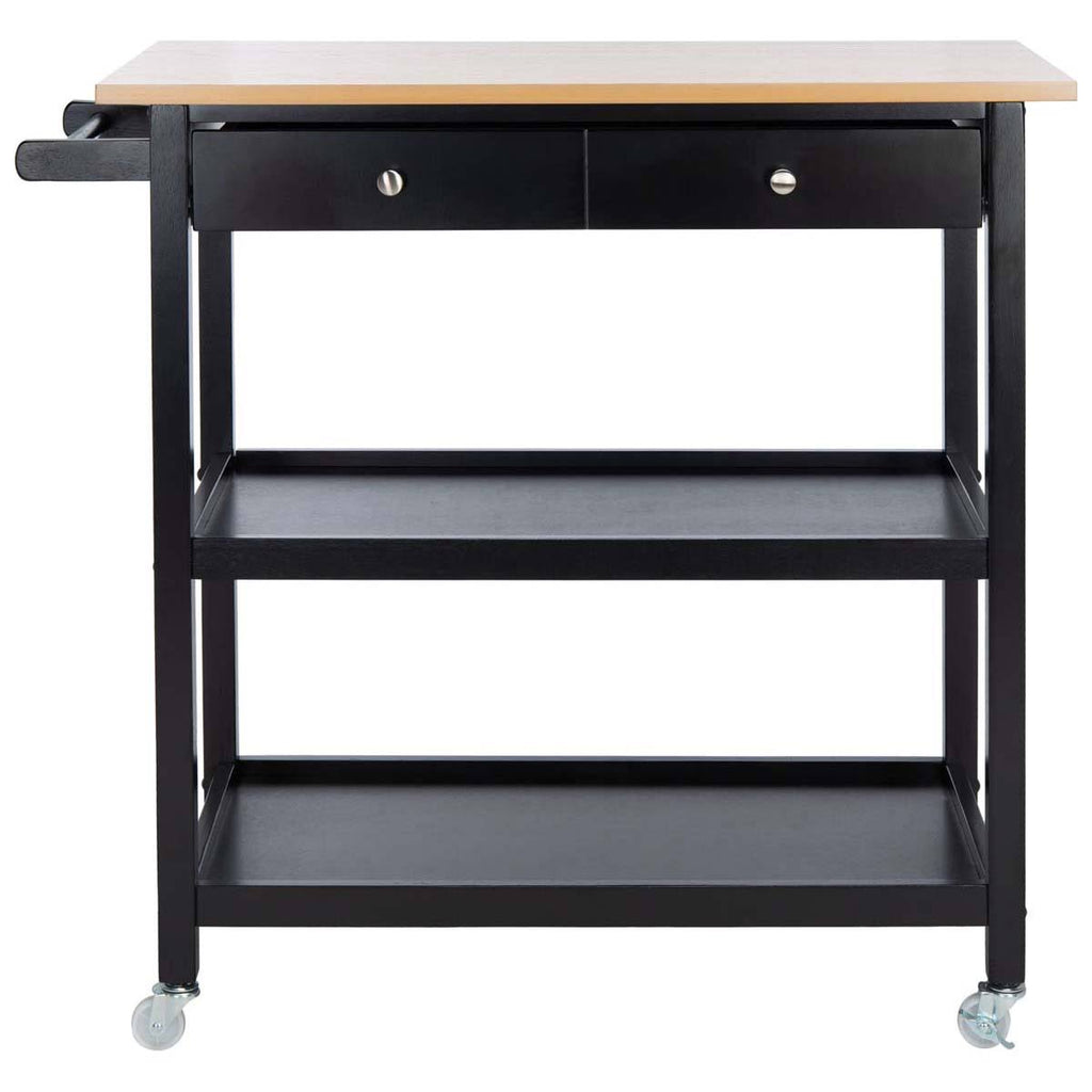 Black 2 Drawer 3 Shelf Kitchen Cart U926472
