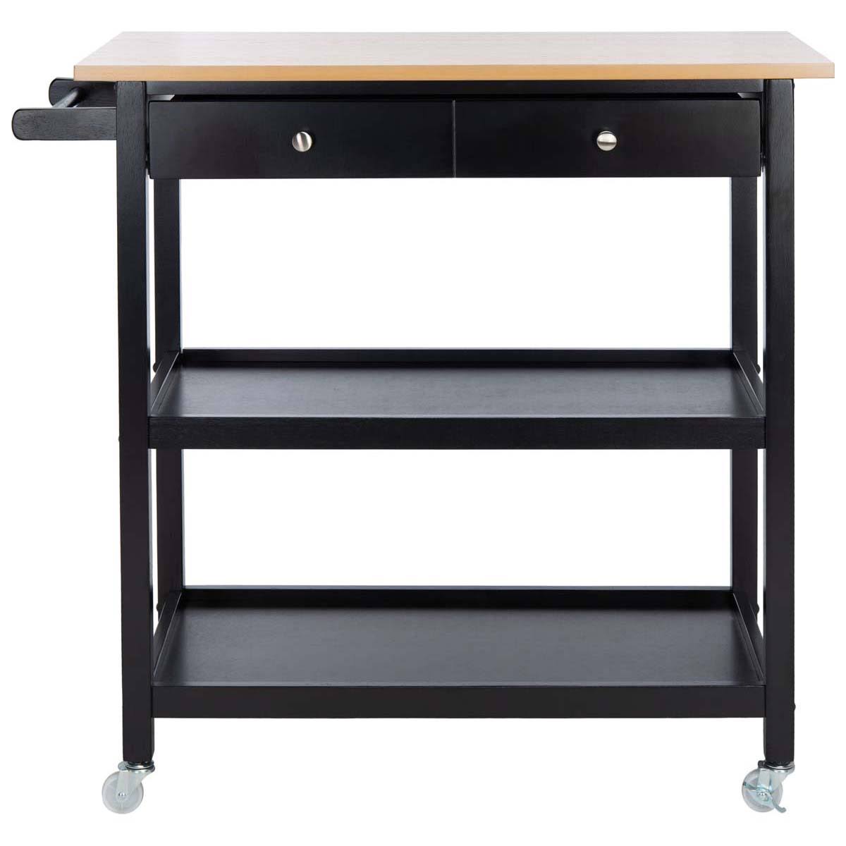 Black 2 Drawer 3 Shelf Kitchen Cart U926472