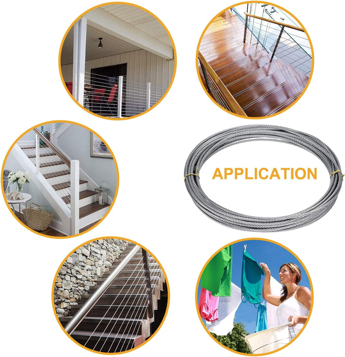 1/8 inch T316 Stainless Steel Cable Railing Kit with Crimp Sleeves and Thimble A94596