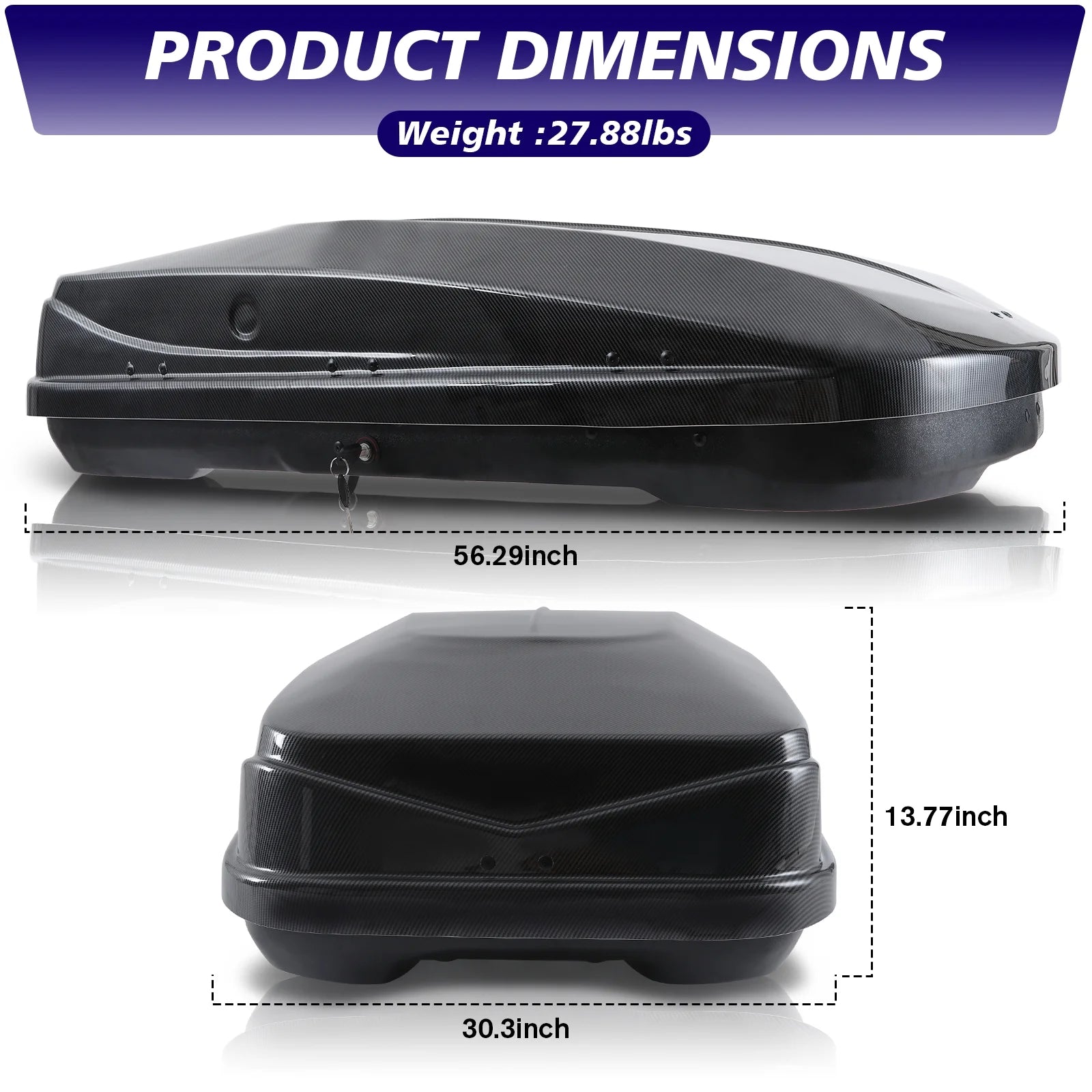 Carbon Fiber Rooftop Cargo Box Luggage Carrier B75350