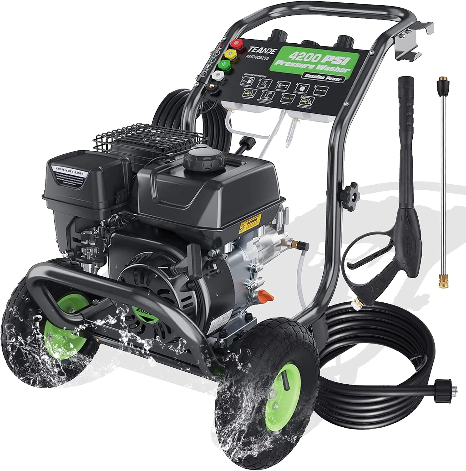 3200PSI Gas Pressure Washer 2.6GPM 212CC High-Pressure Hose 5 Nozzles G8859