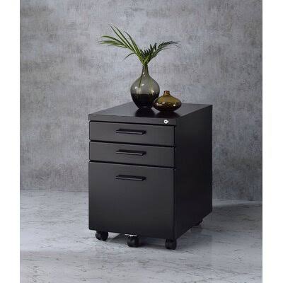 Black 3-Drawer Mobile Filing Cabinet W853