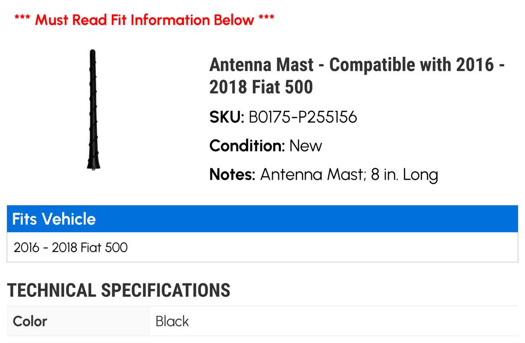 Antenna Mast for Fiat 500 Q7536
