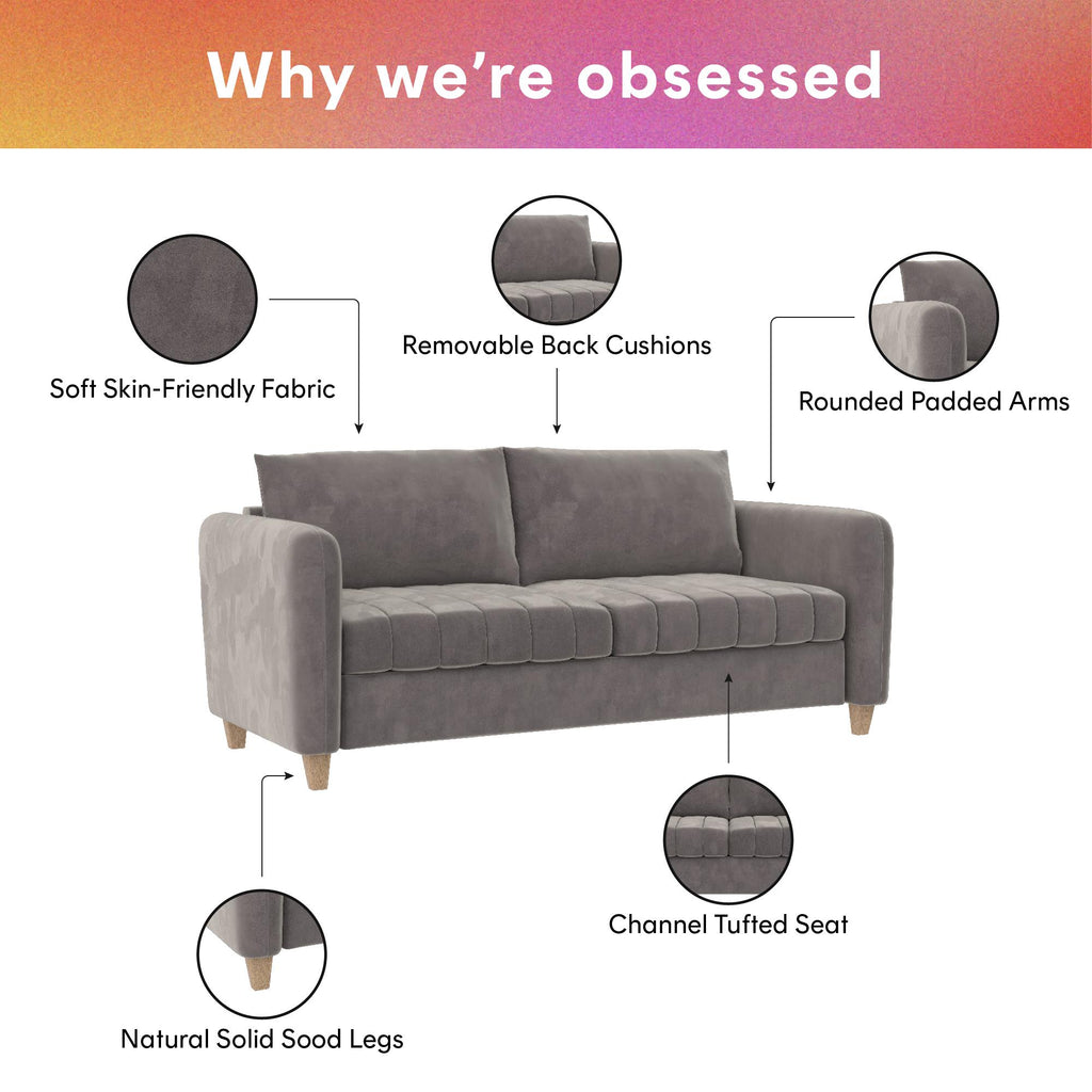 Light Gray Velvet Tufted Sofa P31582