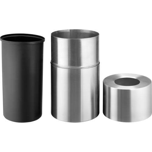 Aluminum Trash Container, Satin Clear, 35 Gallon Capacity Z1738