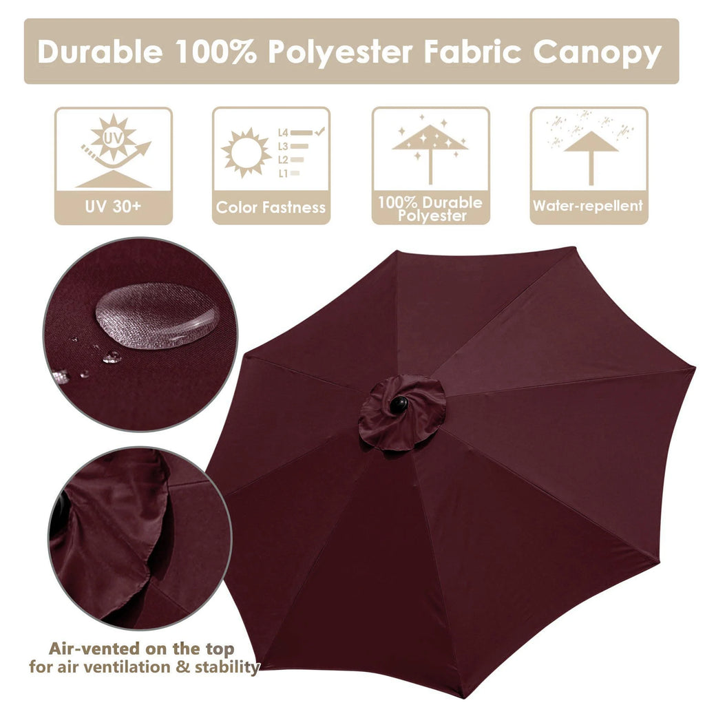 9ft UV 30+ Aluminum Outdoor Patio Umbrella with Crank & Tilt P823460