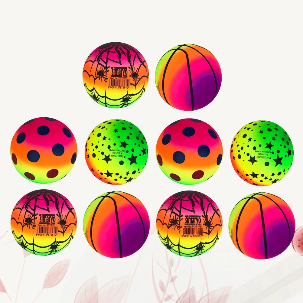 10 Pcs 16 CM Rainbow Balls Elastic PVC Beach Sports Play Ball G70982