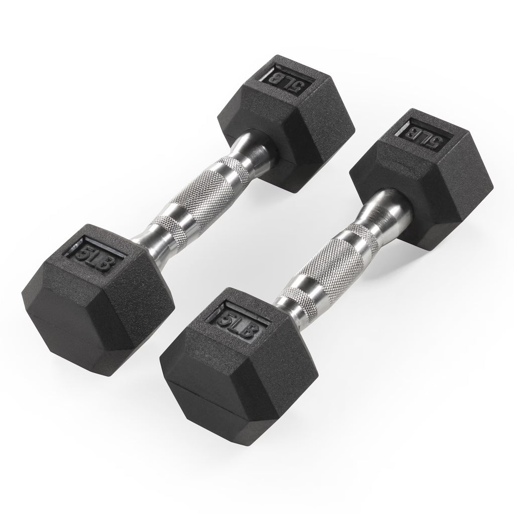 5 lb Rubber Hex Dumbbells (Pairs) C967506