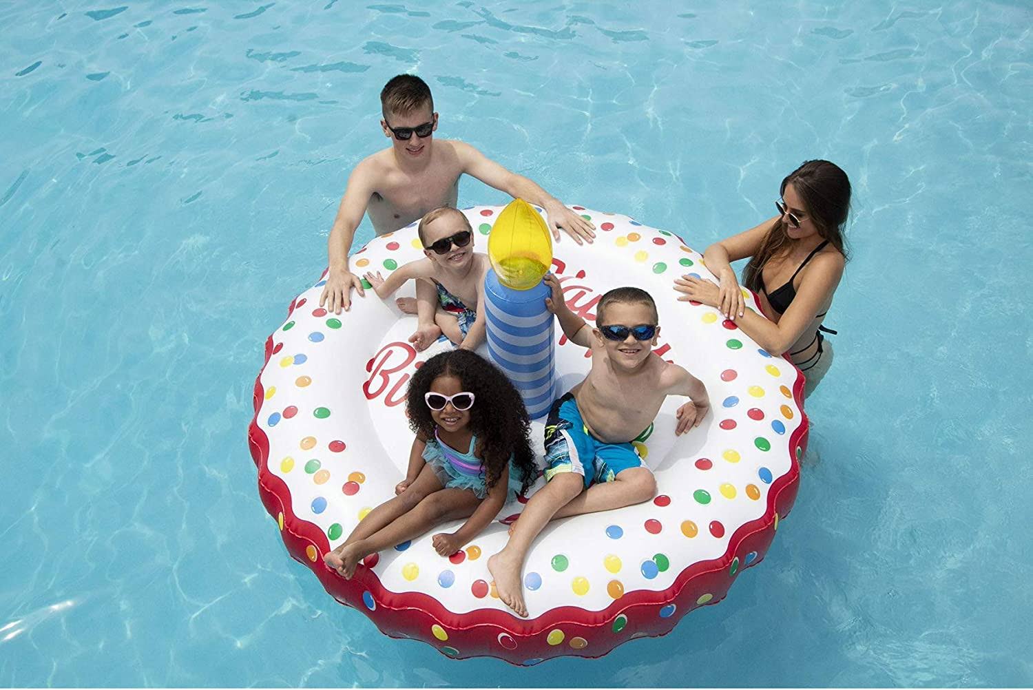 Inflatable Pool Island with LED Birthday Cake I8398