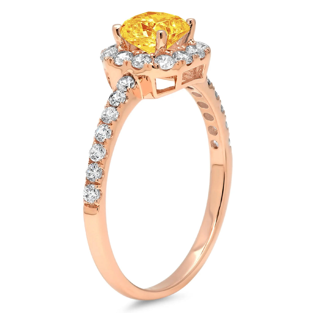 18k Rose Gold Citrine Halo Ring T12907