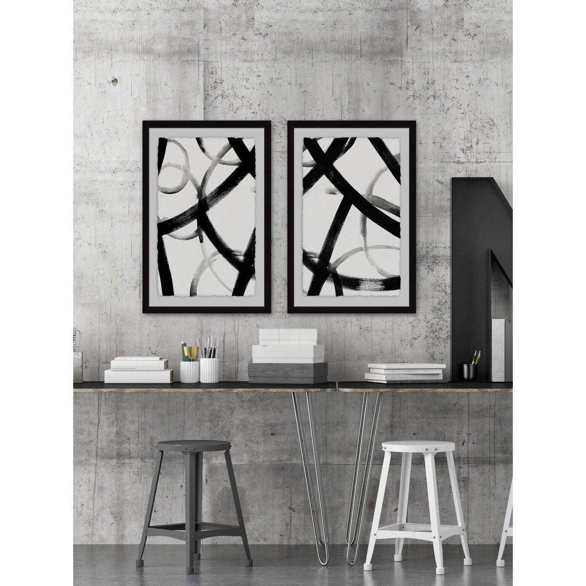Monochrome Ripple Diptych, 18 inch x 24 inch O1540