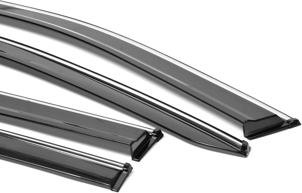 Window Visor Rain Guard Shade 4PC Injection Polycarbonate with Chrome Trim Z88275
