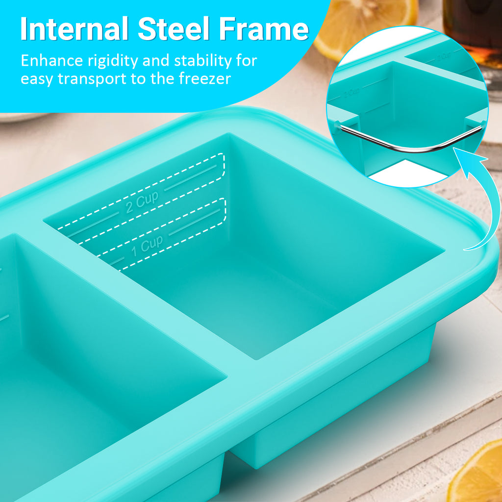 Blue 2 Pack Silicone Freezing Tray with Lid I736627