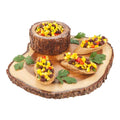 Natural Acacia Serving Board, Varnished, Bark Edges, 9 inch x 9 inch x 1 1/2 inch G98851