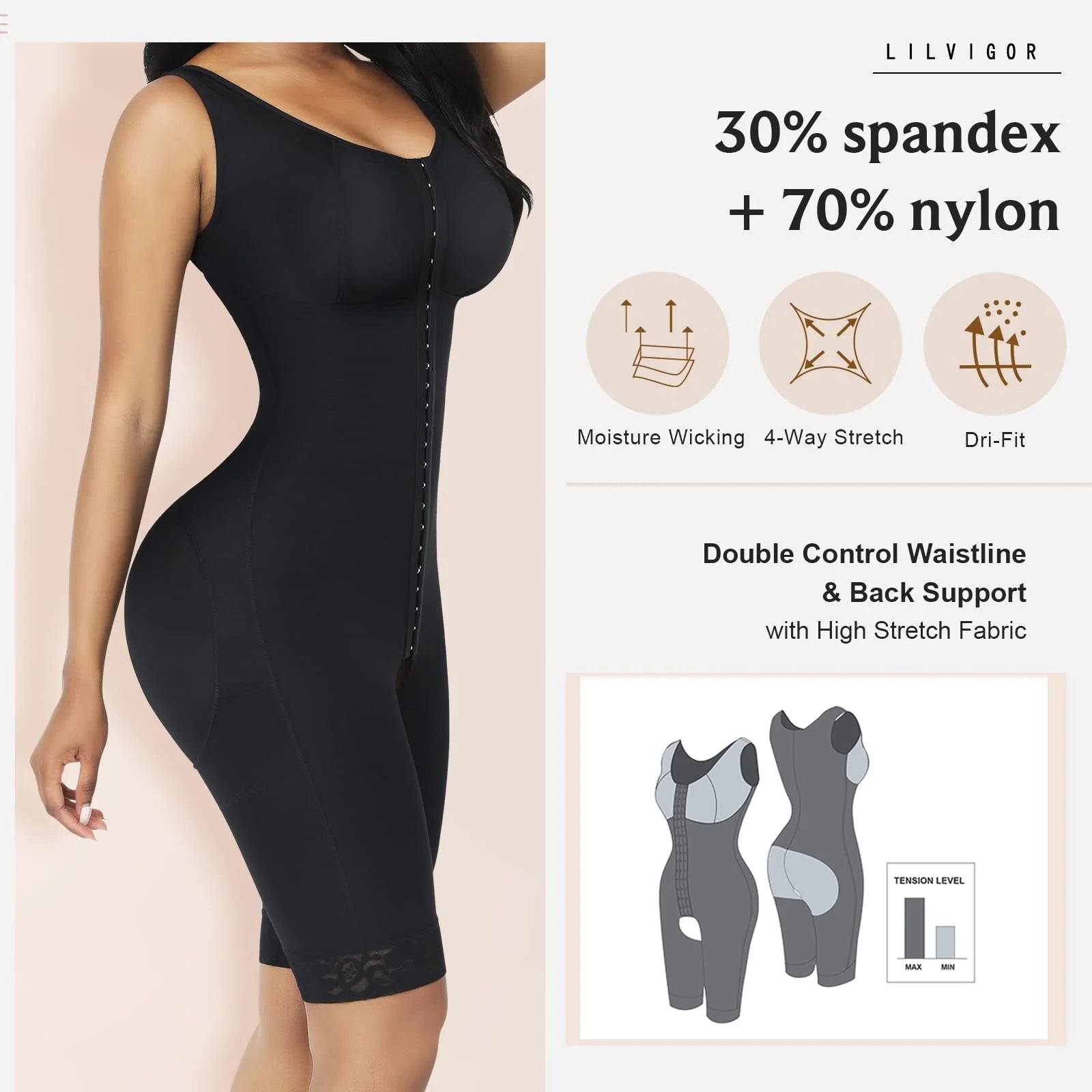 Tummy Control Full Body Shaper Bodysuit Y58314