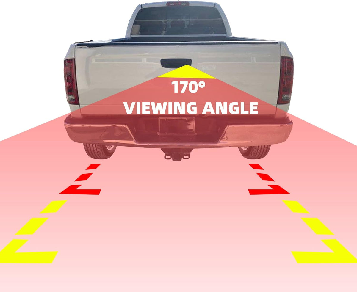 Tailgate Handle with Backup Rear View Camera for 2002-2008 Dodge Ram 1500 2500 3500, RCA Connector, Pack of 2 W23660