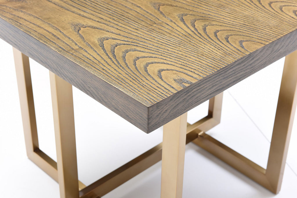 Modern Elm & Antique Brass End Table O7173