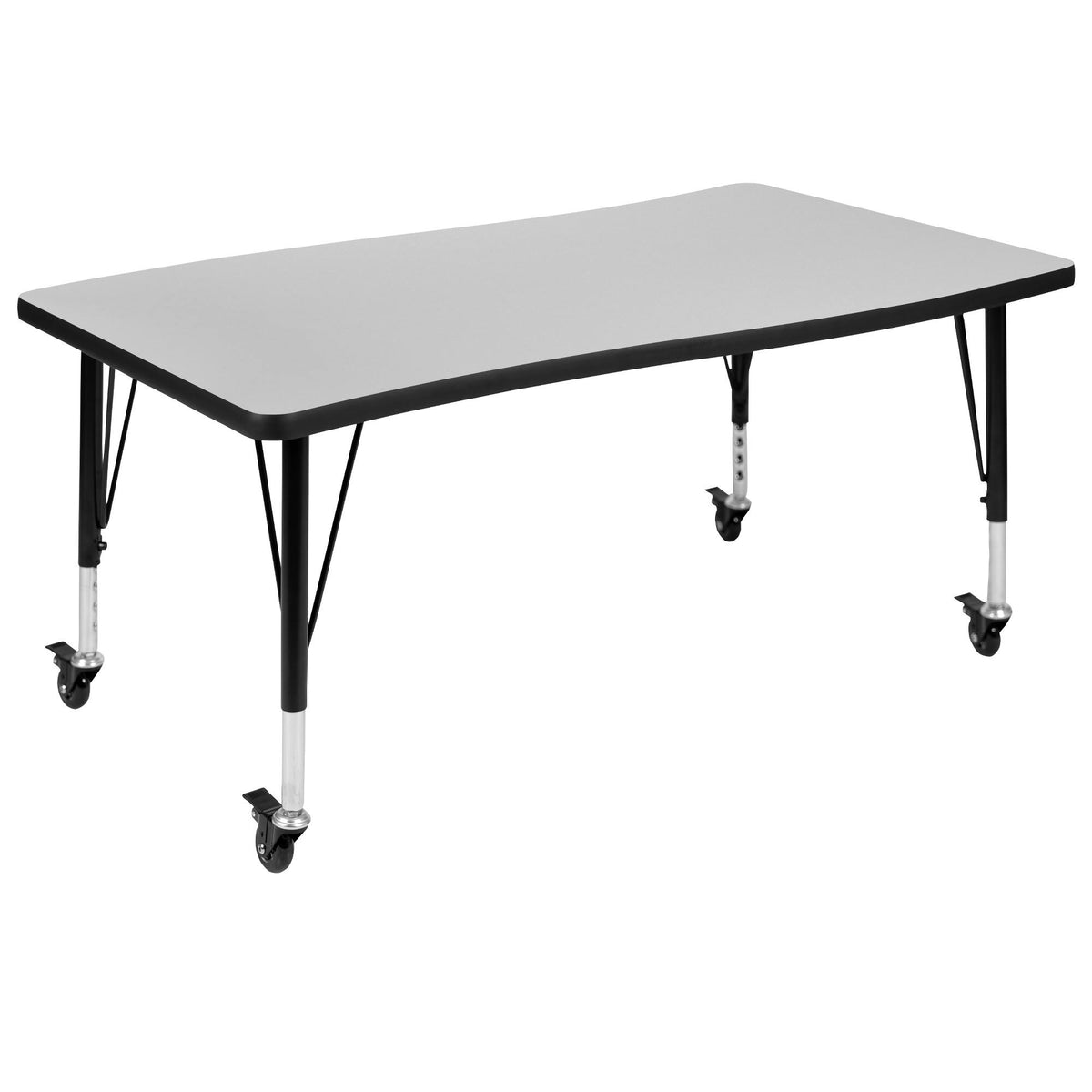 Grey/Black Laminate Activity Table Set with Student Stack Chairs X596450