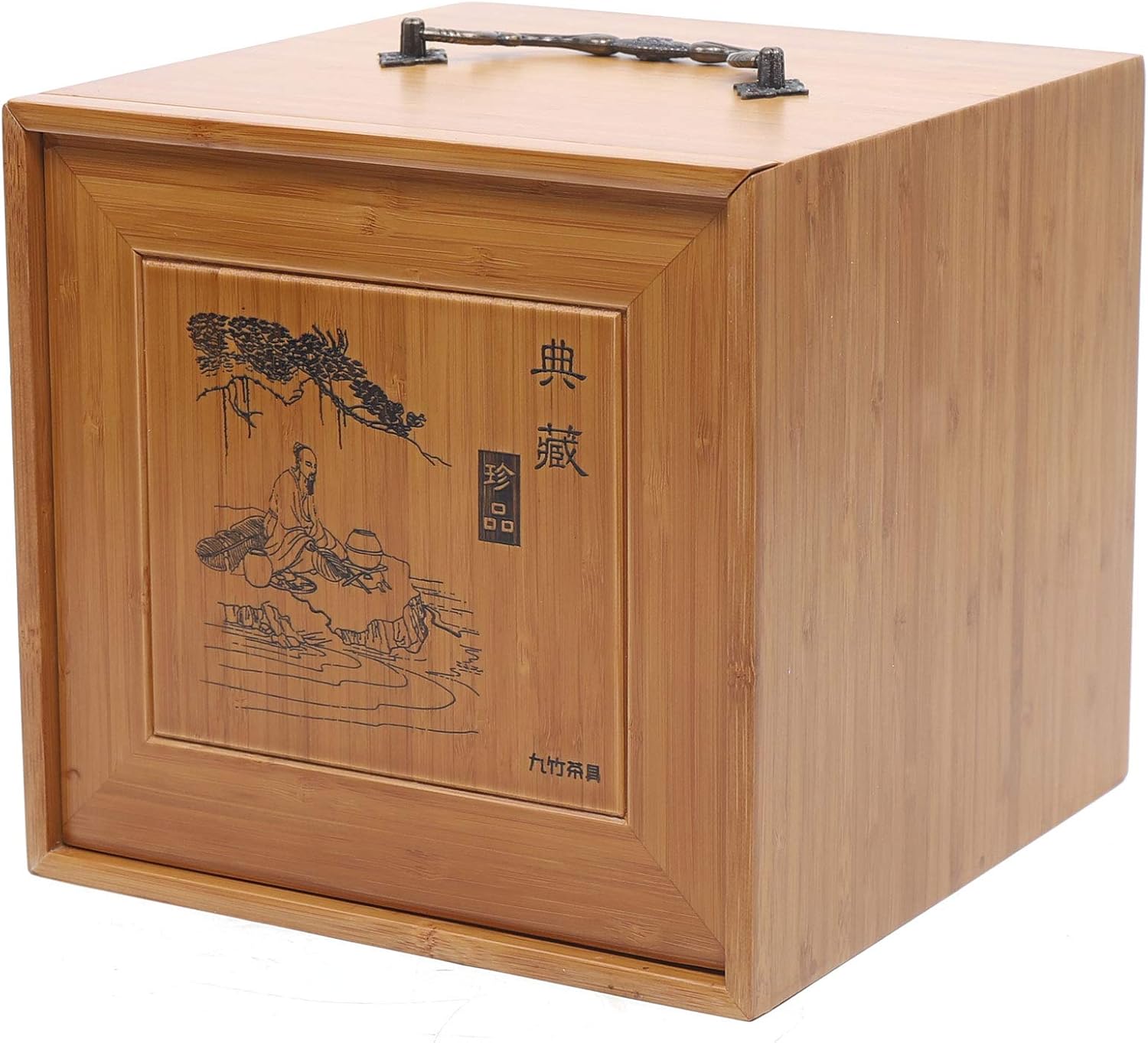Bamboo Tea Storage Box Chest Drawer Display Cabinet Organizer F495