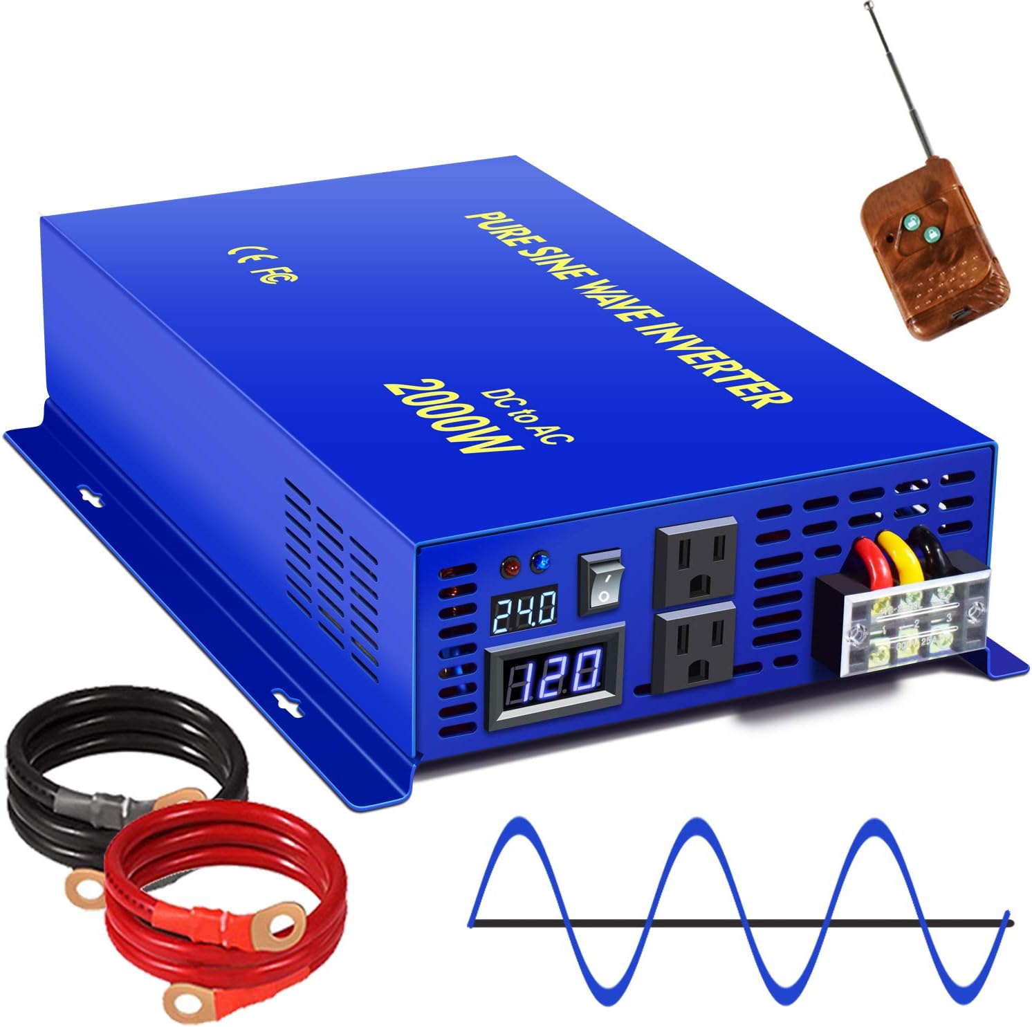 3000 Watt Pure Sine Wave Power Inverter 36 Volt to 110V 120V with 150ft Remote Switch D88024