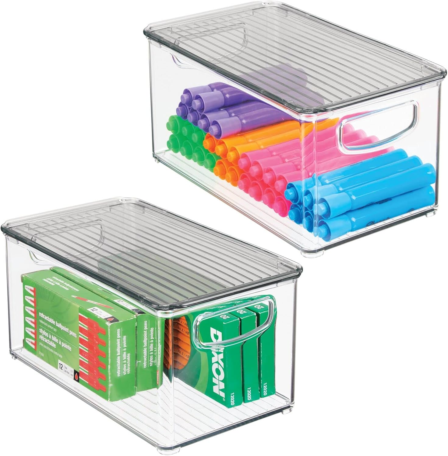Clear Plastic Storage Bin Box with Lid, 2 Pack S442818