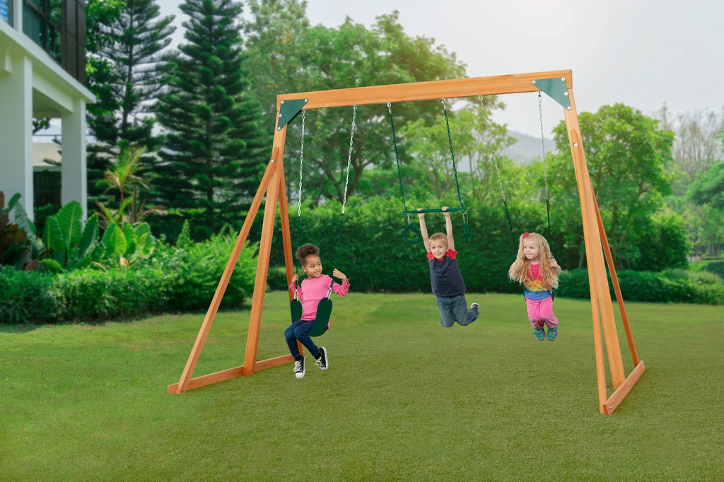 Cedar Swingset with Belt Swings and Trapeze Bar Z273