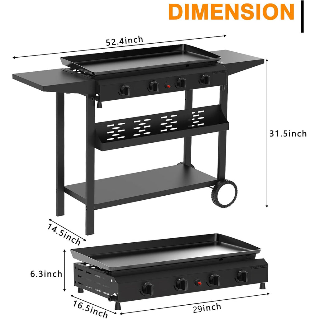 4-Burner Propane Gas Grill Cooking Station with Side Shelves U75908