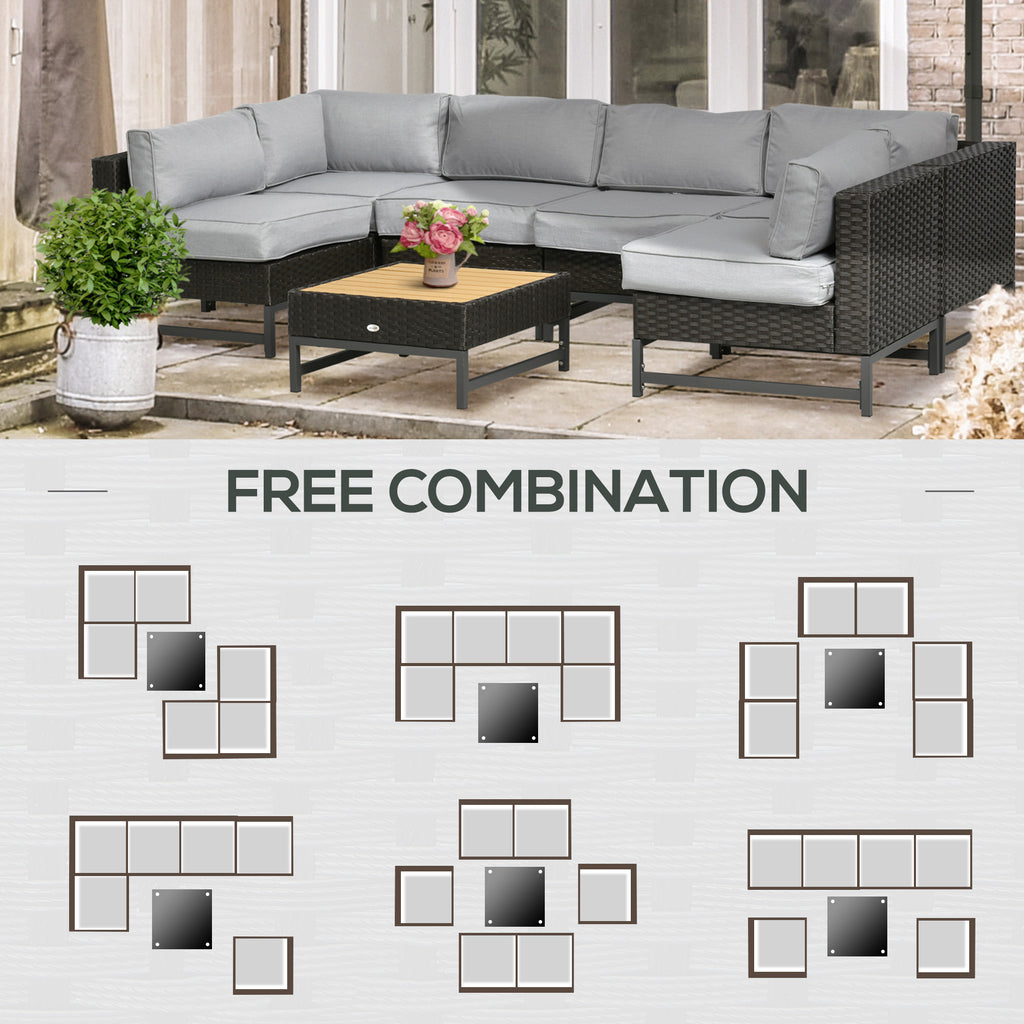 Gray Wicker Furniture Set with Aluminum Frame and Cushion O611686