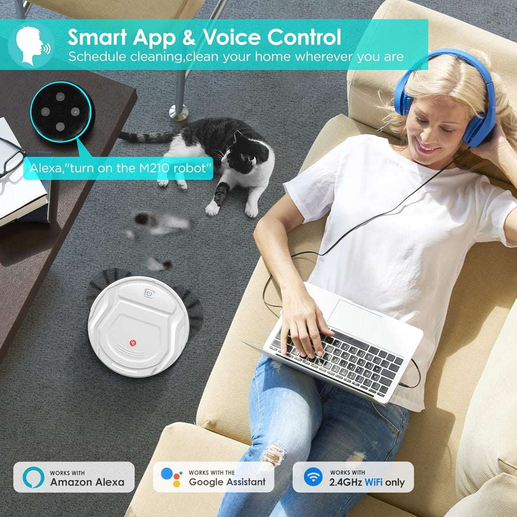 Robot Vacuum Cleaner, 1800Pa Suction, Slim, Quiet, Self-Charging O9395