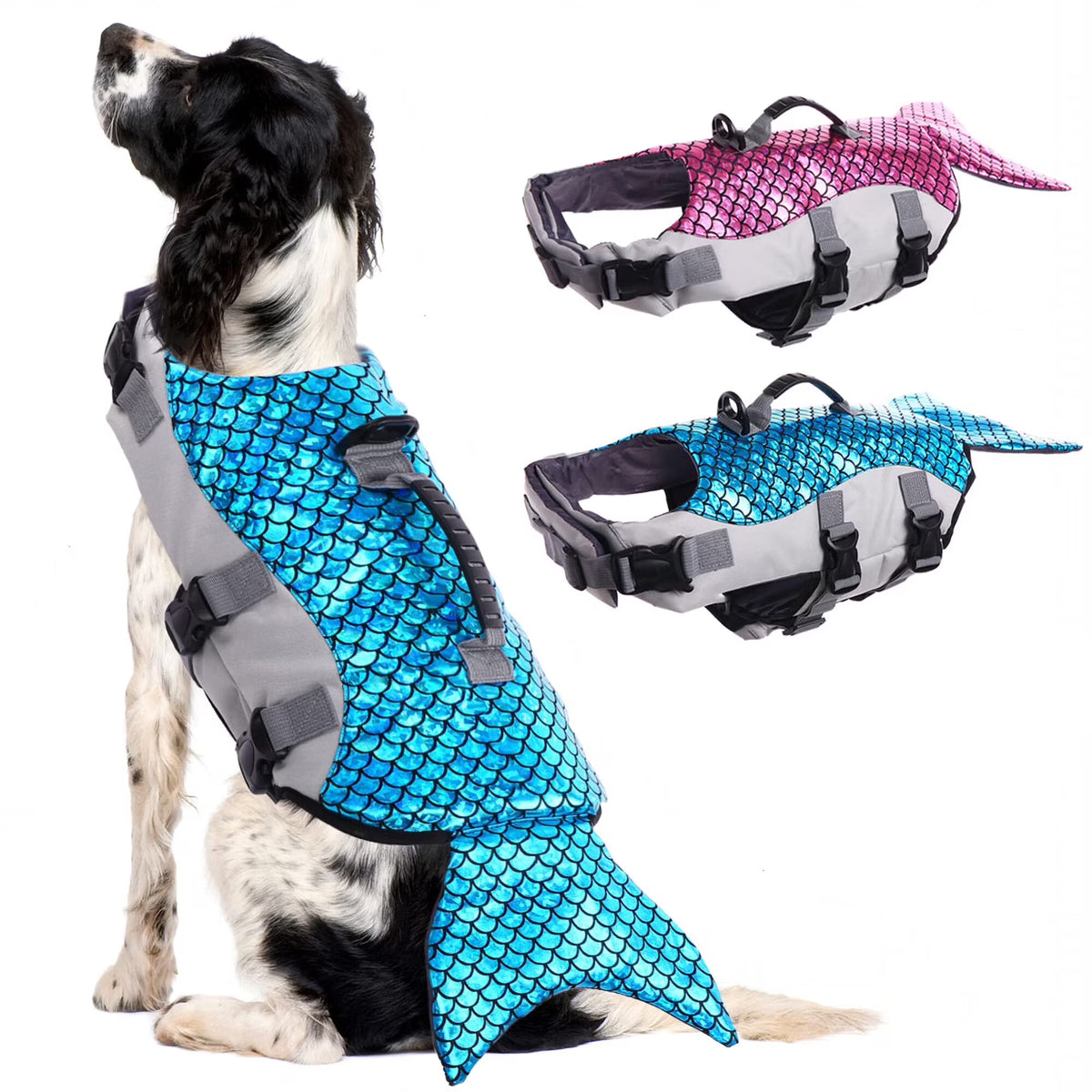Dog Life Jacket with Rescue Handle, Reflective Adjustable Life Vest K9072