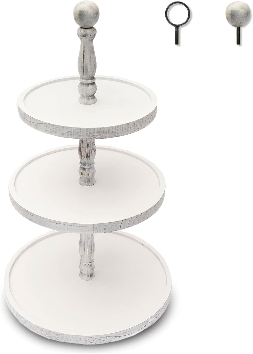 White Rustic 3 Tier Wood Tray V736